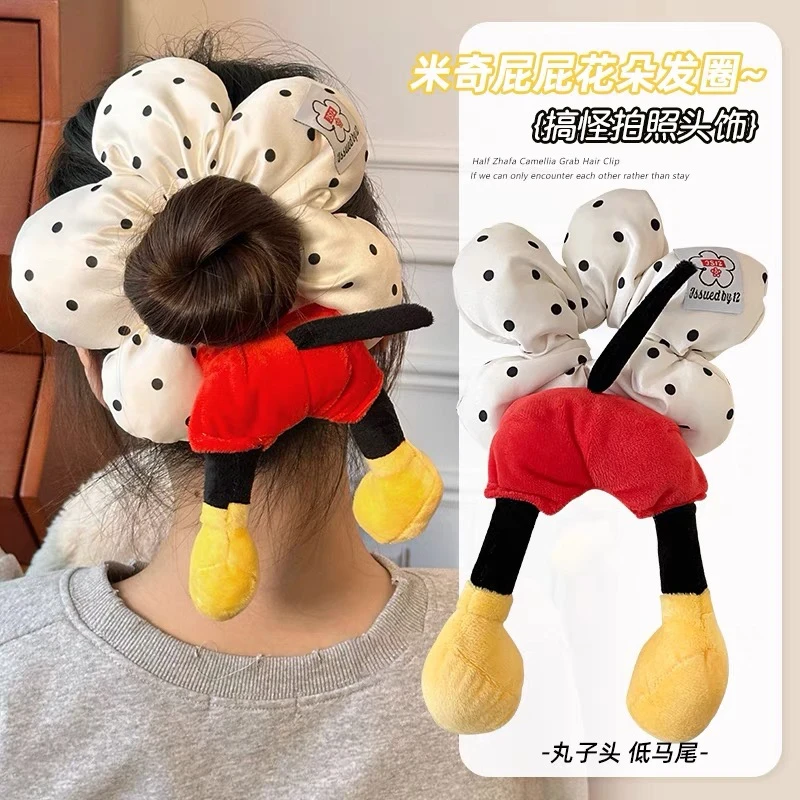 红色发圈发饰头绳米奇波点发圈半身米奇洋气新款米奇屁股花花发圈