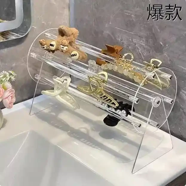 女生鲨鱼夹旋转收纳架抓夹收纳神器发箍发夹陈列架大容量桌面整理