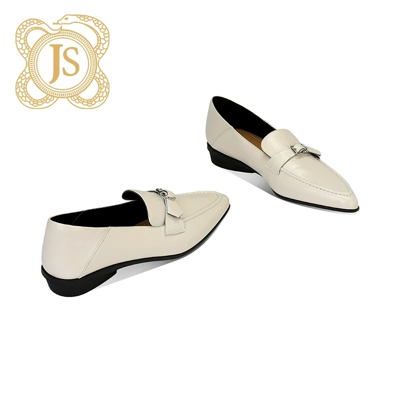 已开价，7690D52584Z金属皮带搭扣女乐福鞋优雅尖头平底懒人鞋