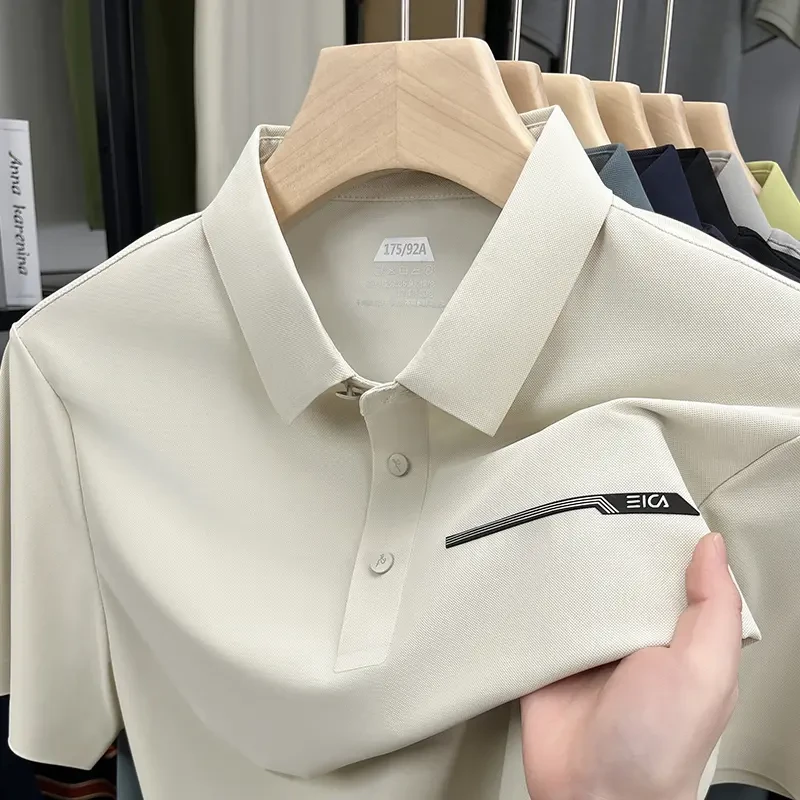 啄木鸟正品男士时尚短袖T恤凉爽百搭中年上衣翻领透气宽松POLO衫