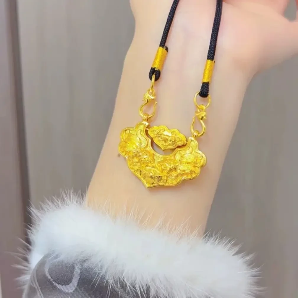 非金属布艺项链 《双鱼锦鲤平安锁》可转动如意挂坠