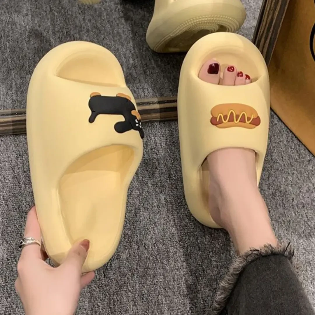 拖鞋女鞋外穿可爱卡通凉拖鞋女夏外穿踩屎感厚底一字拖鞋新款网红