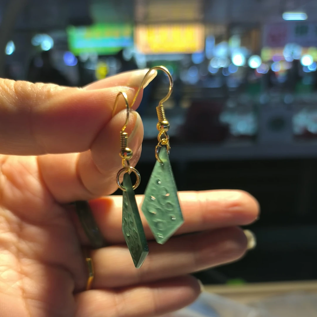 天然A货翡翠冰种蓝水银镶镂空古风耳坠时尚百搭潮流女款耳饰