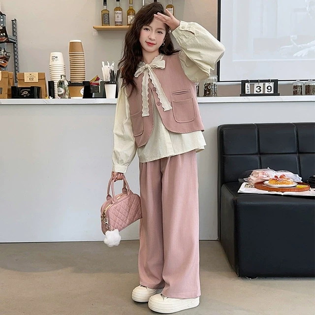 女童春装套装2025新款儿童春秋季洋气时髦大童女孩马甲衬衫三件套