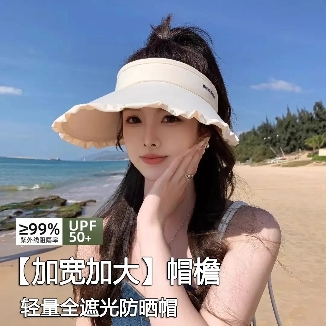 2025新款冰丝帽子女遮阳帽空顶防紫外线遮脸百搭太阳帽大檐帽