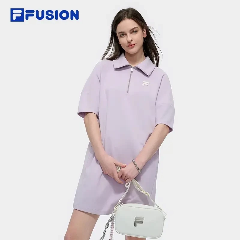 FUSION斐乐女子针织连衣裙25夏季新款时尚短袖连身裙T11W523306F