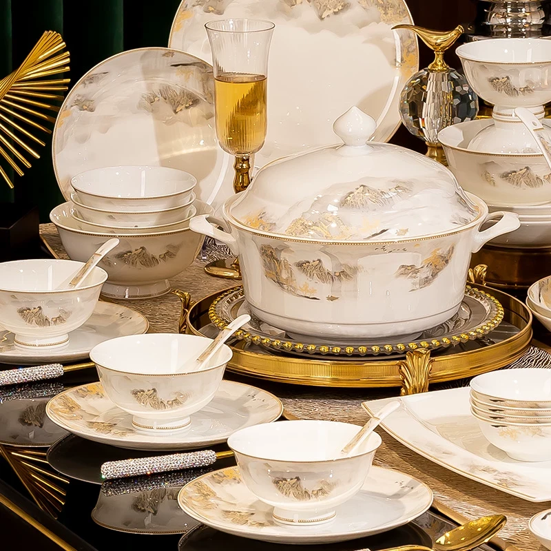 乔迁之喜入宅碗迁乔新居碗搬家礼物入伙碗碗轻奢高级感餐具套装