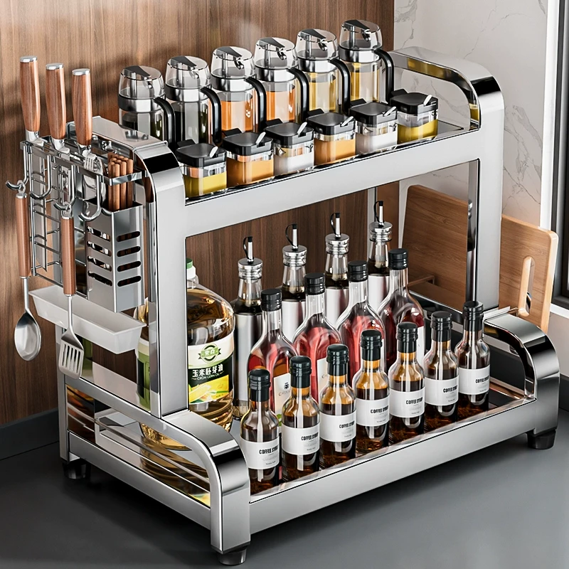 304不锈钢厨房调料品置物架多功能筷子刀架台面盐调味调料储物架