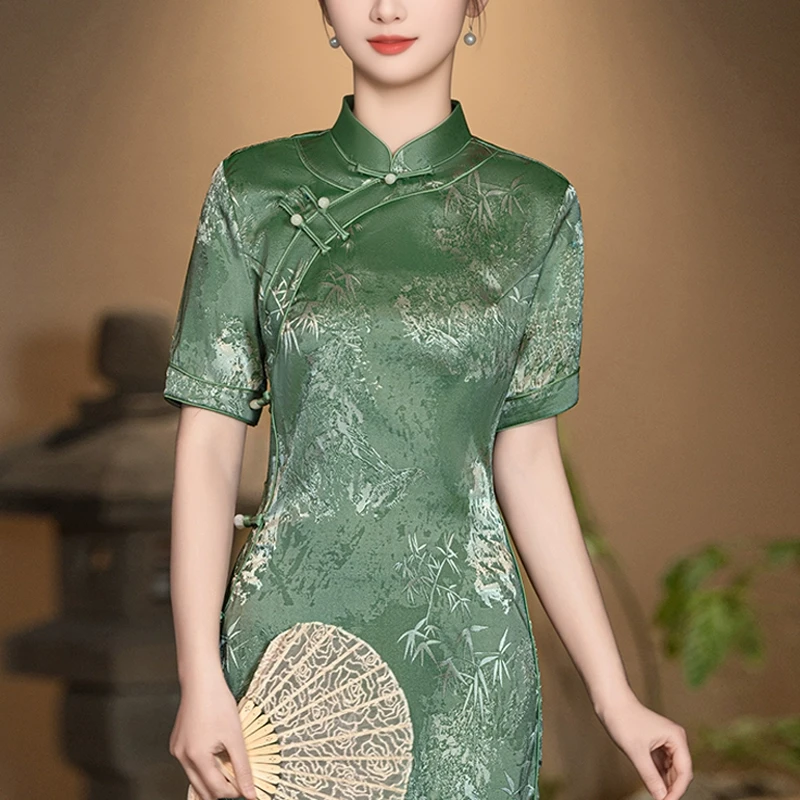 高端新中式旗袍绝美民国风2025新款老上海晚礼服日常可穿长裙夏装