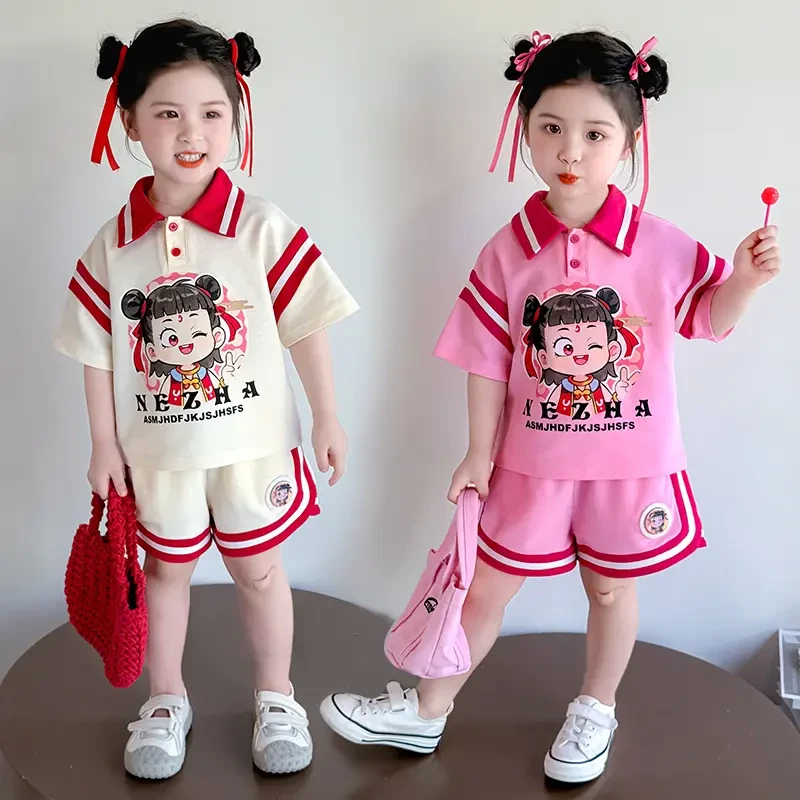 女童休闲Polo套装2025新款儿童夏装国潮洋气女宝宝夏季时髦两件套