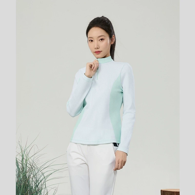 RAPIDO雳霹道女子撞色简约修身休闲长袖半拉链立领T恤CP4141L04