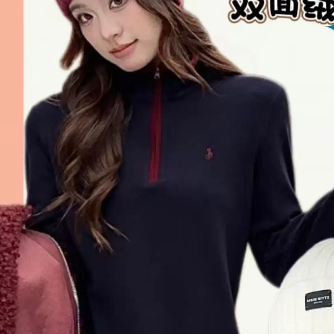 新款宽松长袖立领刺绣休闲风女士T恤上衣