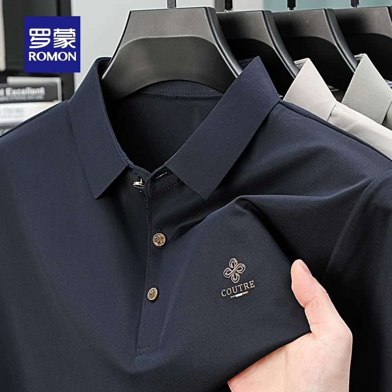 【含桑蚕丝】罗蒙男士时尚短袖polo衫2025夏季薄款商务百搭T恤衫
