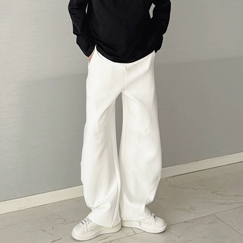 朱渣渣春秋季太空棉垂感重磅卫裤空气层弯刀裤白色休闲阔腿裤直筒
