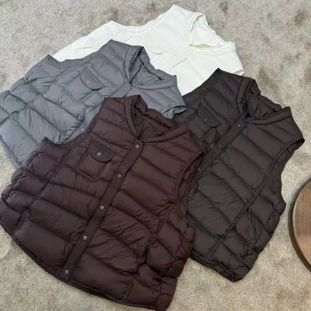 8503-宽松型纯色马甲保暖立领90鸭绒舒适无袖宽松型轻薄羽绒服