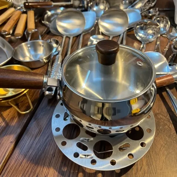 316不锈钢短柄隔热木手柄多用奶锅辅食锅家用泡面锅