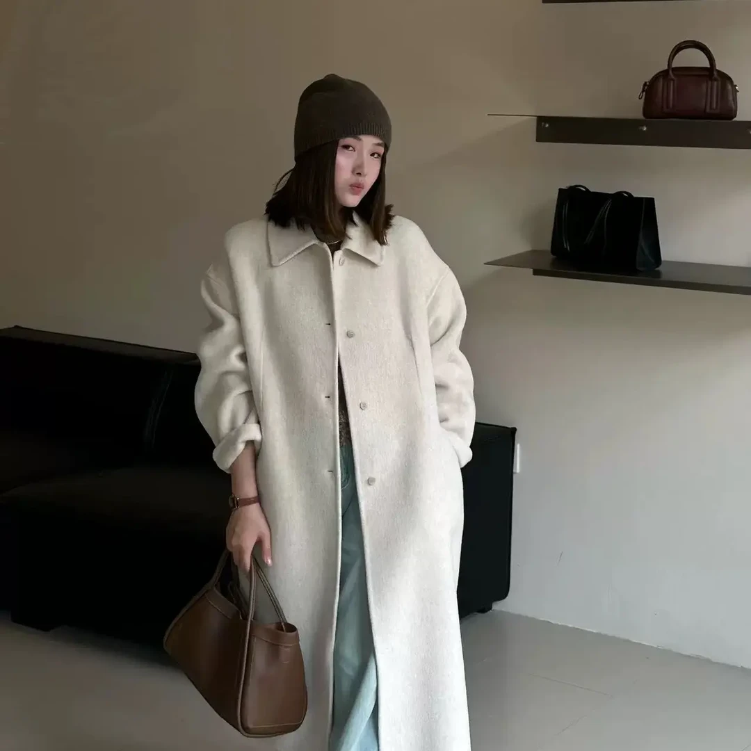 煋煋精选【独家记忆】韩版翻领双面羊毛大衣显瘦气质毛呢外套秋冬