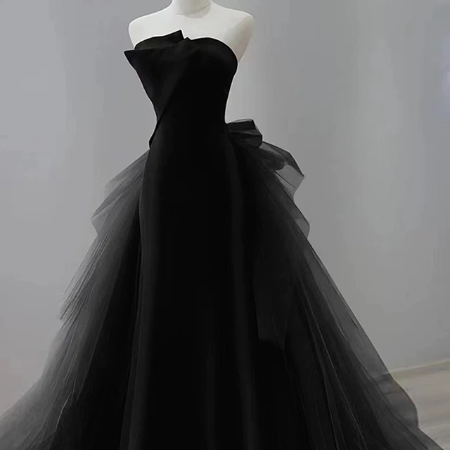 黑色晚礼服裙女2024新款抹胸宴会气质高端轻奢小众高级感高定年会