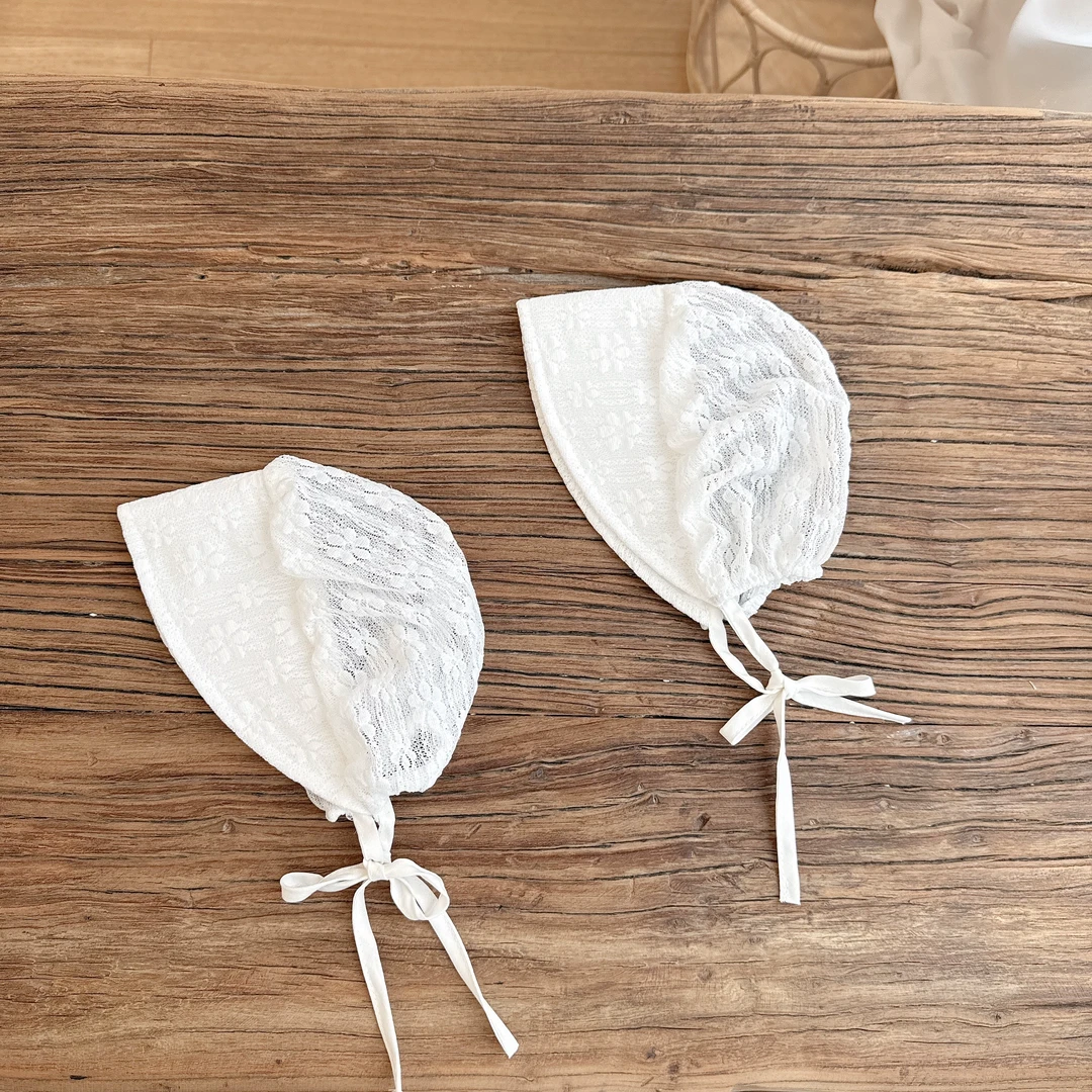 婴儿帽子夏天薄款蕾丝花边公主遮阳帽春夏季透气胎帽包头帽女孩