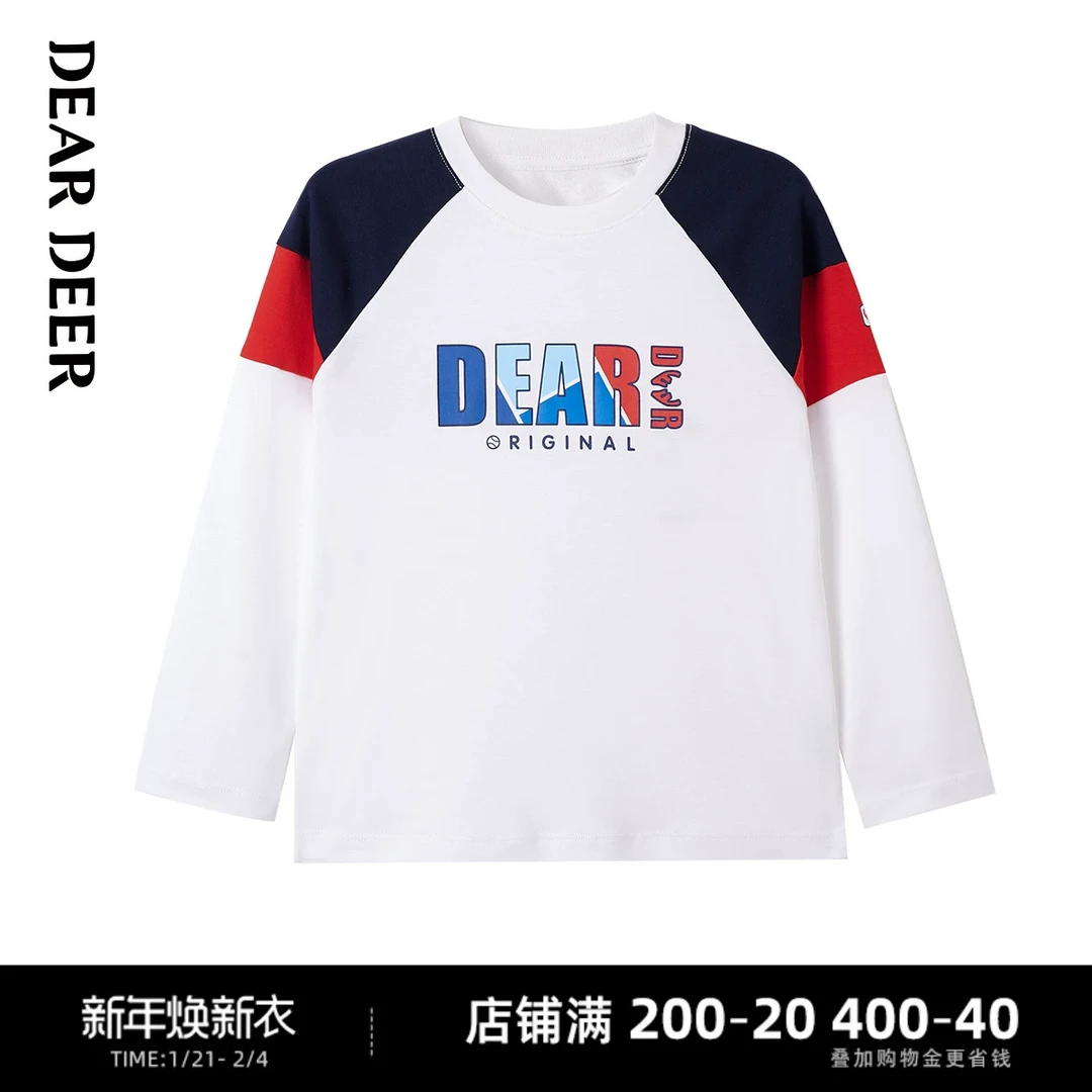 【门店同款】迪迪鹿男大童春秋季长袖T恤运动拼接C124111303