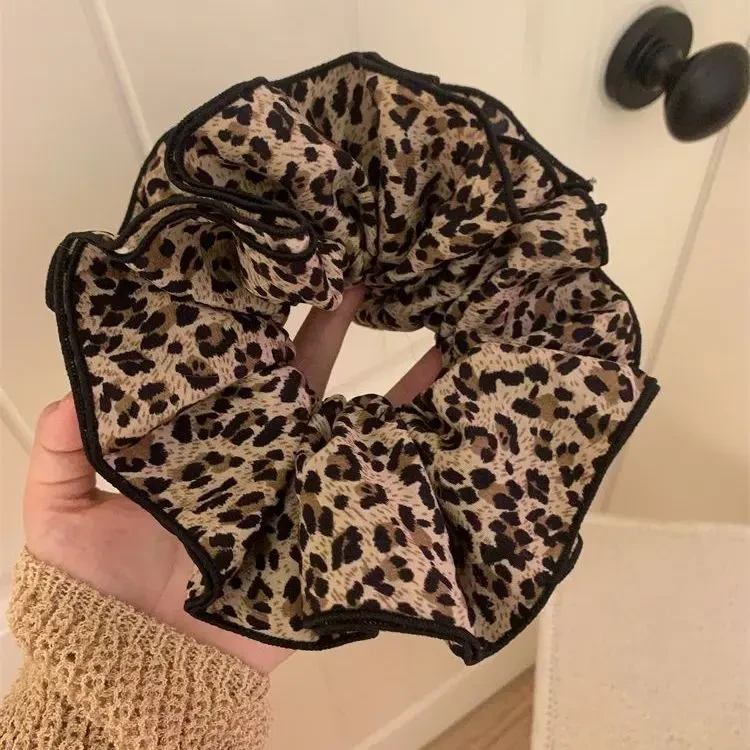 4层超大号复古豹纹大肠发圈网红高级感秋季双层发绳女马尾扎头绳