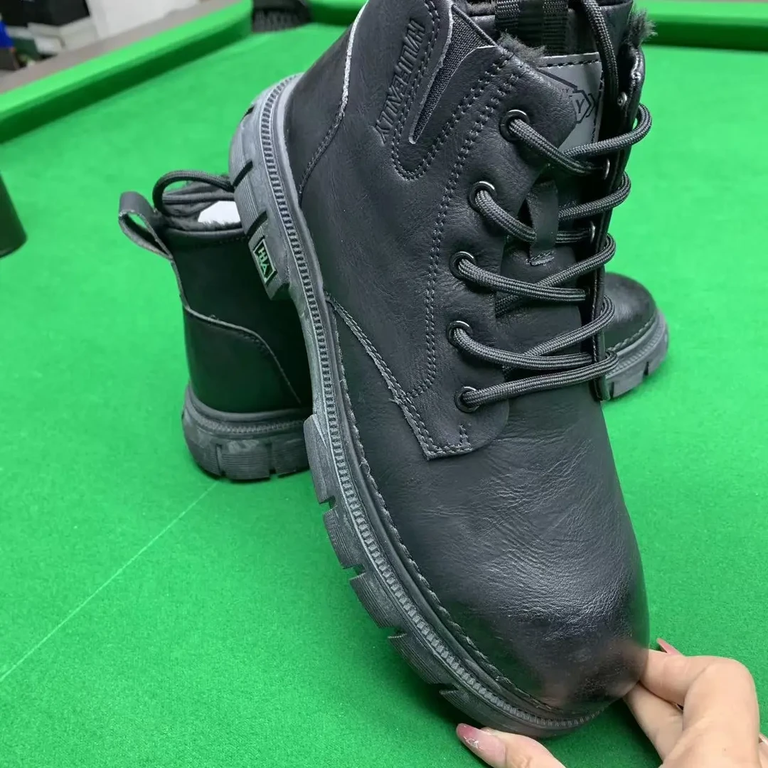 车缝线防水马丁靴学院风松紧带保暖高帮圆头增高减震