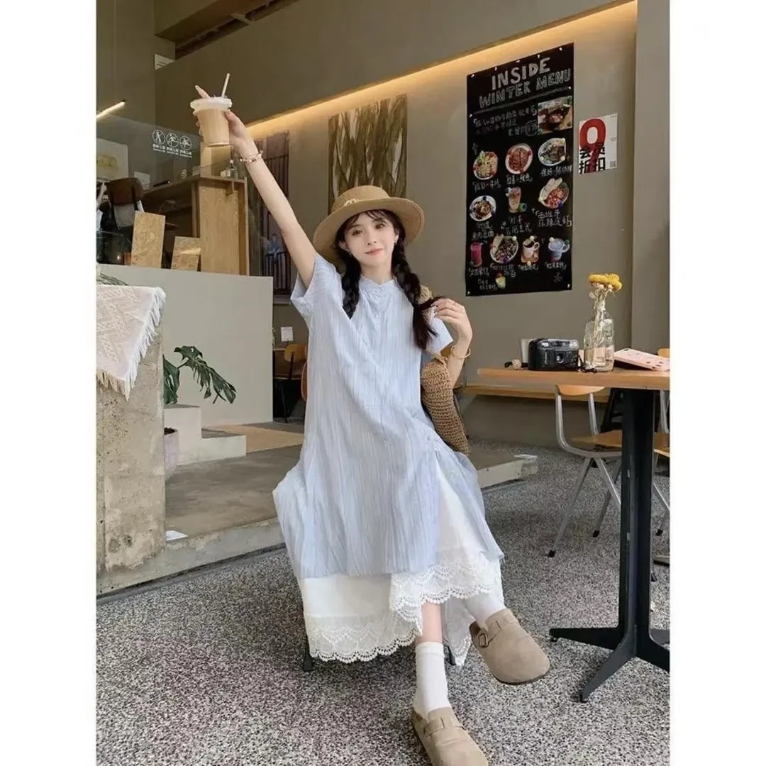 时尚套装法式日式休闲风韩系风甜美套装复古娃娃领夏季短袖1015