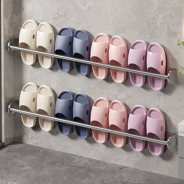拖鞋挂架浴室免打孔拖鞋架化妆室厕所置物架收纳壁挂式鞋子沥水架