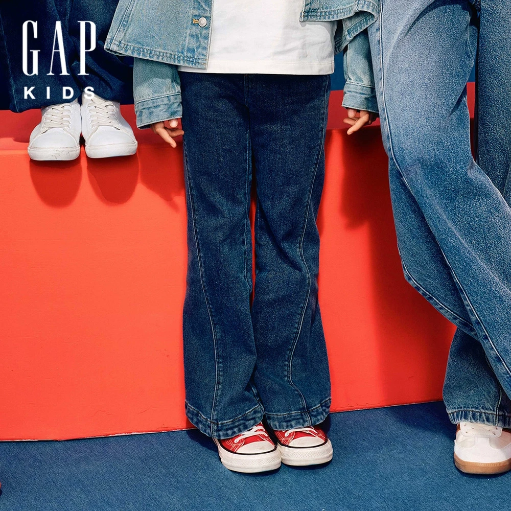 【大小童同款】Gap女童2025春季新款牛仔喇叭裤儿童装长裤675961
