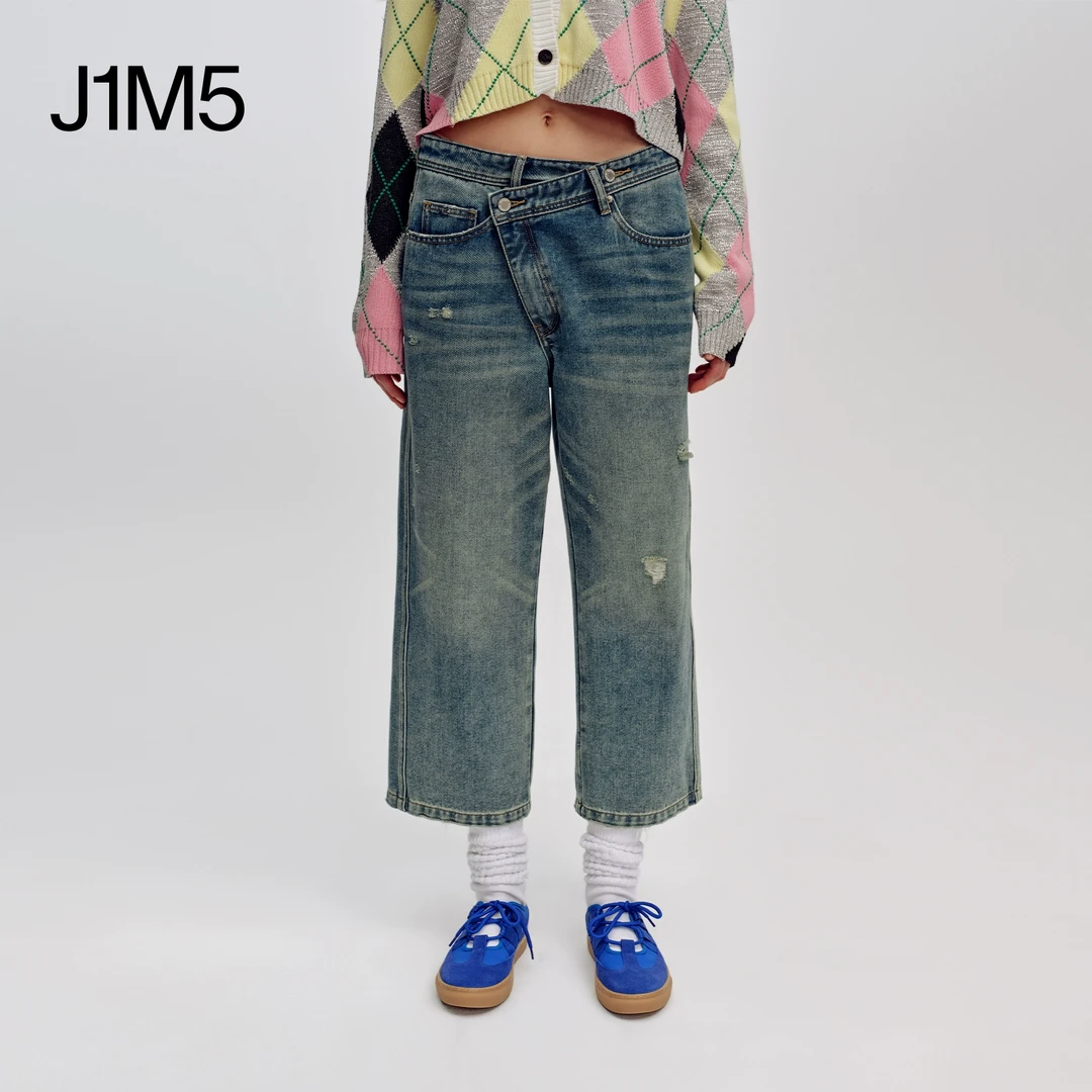 J1M5 SHORT SENTENCE 短句 25春夏 做旧风格中低腰宽松牛仔九分裤