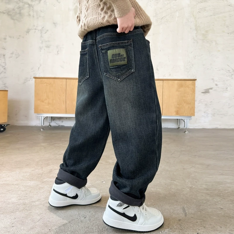 儿童装男童牛仔裤子春秋款2025新款休闲中大童春装长裤男孩春季潮