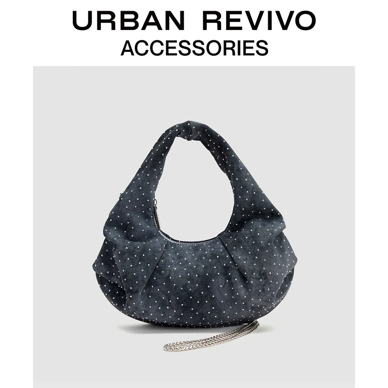 URBAN REVIVO2025春季新款女士时髦烫钻手提斜挎包UAWB50008