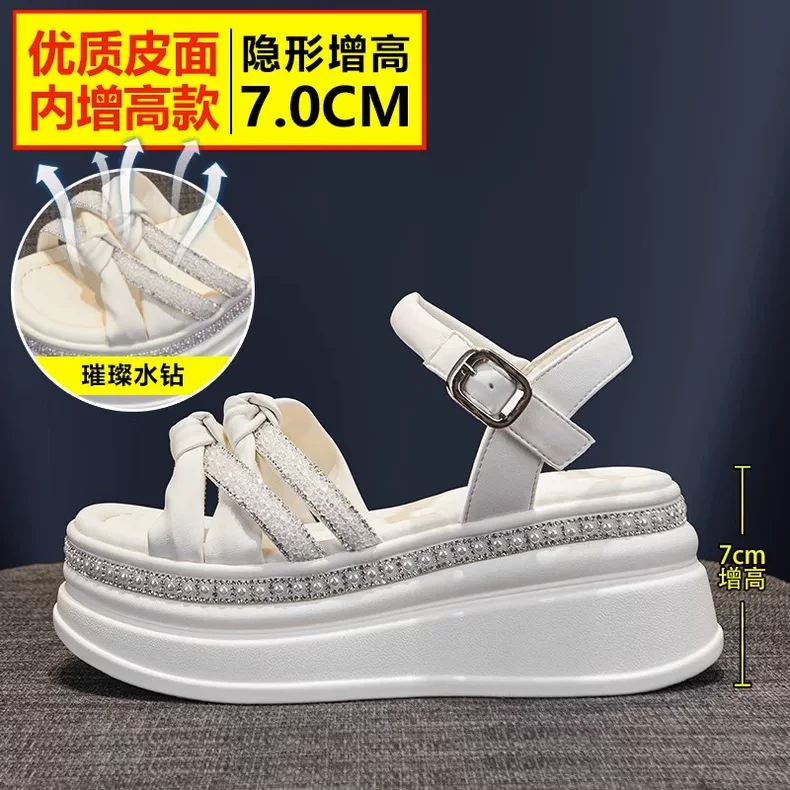 高跟网红罗马凉鞋女夏季搭2025年新百超火松糕坡跟厚底时尚休闲