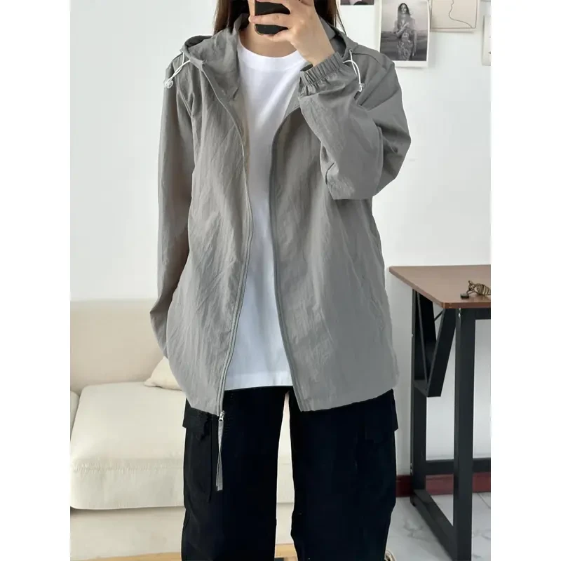 灰色UPF50+防晒衣男女款夏季美式户外轻薄防紫外线防晒服情侣外套