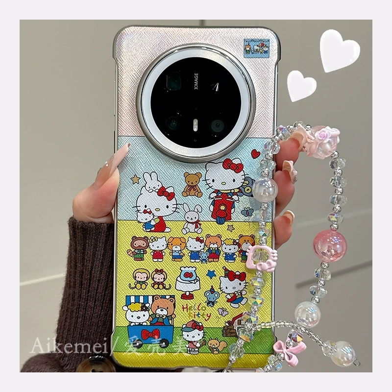 适用华为mate70pro+手机壳满屏卡通kitty猫mate60pro超薄无边框女