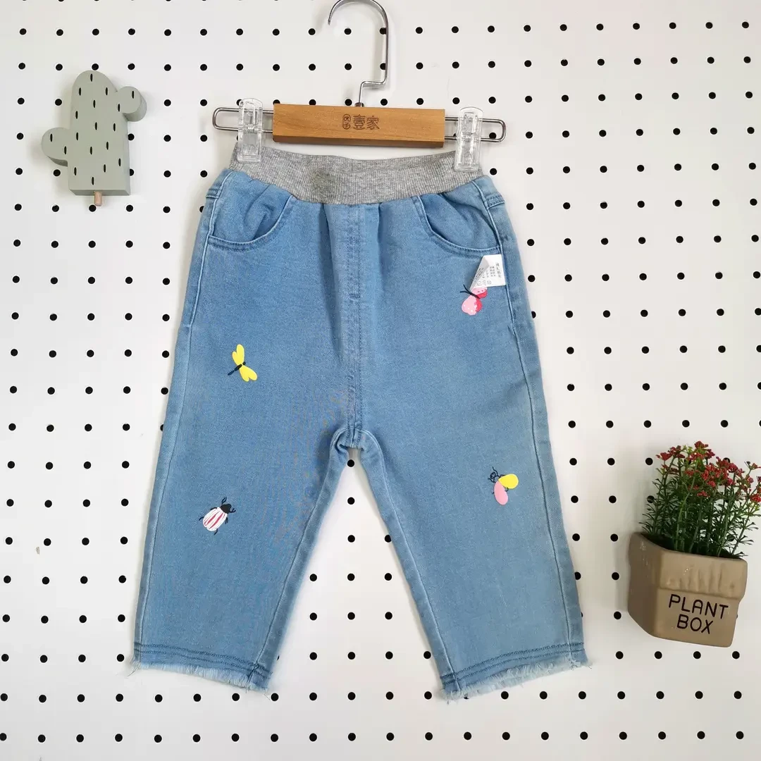 优儿宝贝【蜻蜓飞飞】夏季儿童牛仔裤1122903女小童宝宝 牛仔七分裤
