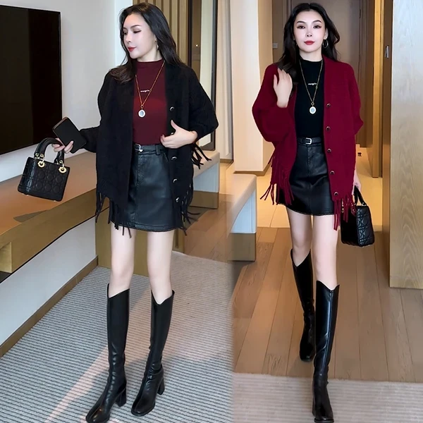 小个子毛衣外套保暖毛针织衫洋气质厚款短款显瘦百搭开衫60399