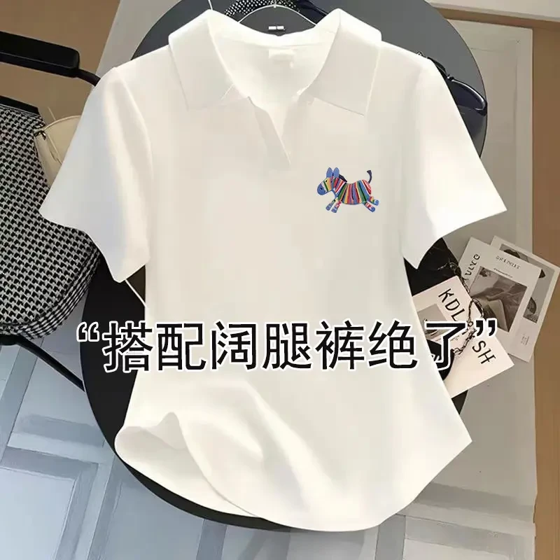 夏季时尚翻领polo上衣新款不规则修身小众别致休闲遮肚子短袖T恤