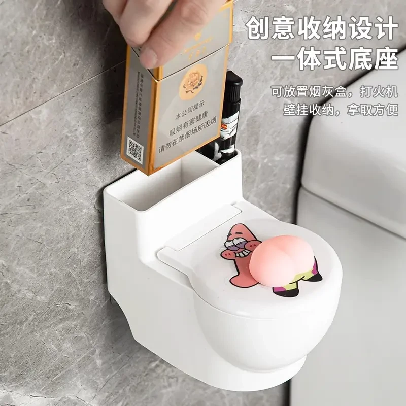 创意烟灰缸家用带盖客厅时尚办公卧室洗手间马桶烟缸防烟味飞灰