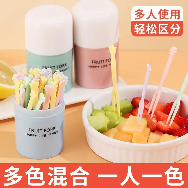 家用一次性水果叉盒装套装塑料两齿吃水果签吃蛋糕甜品叉子 点心