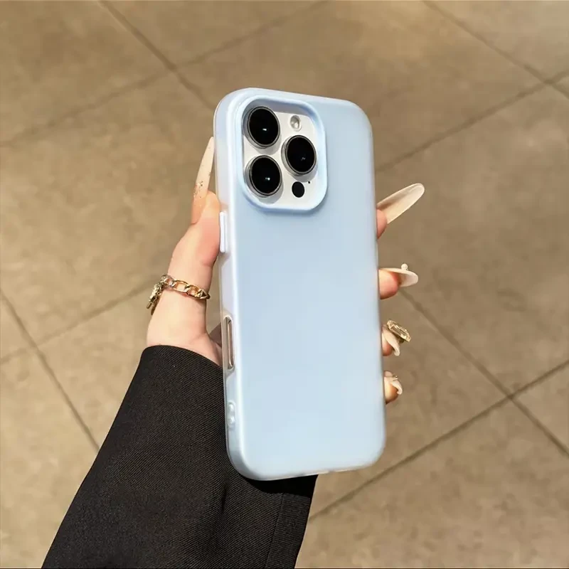 蓝肤感果冻适用iPhone16苹果15pro二合一简约华为小米/vivo手机壳