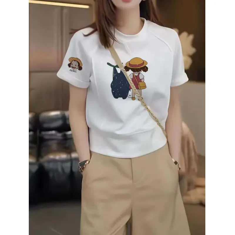 欧货减龄时尚短袖T恤女夏季新款2025年宽松百搭大码半袖上衣ins潮