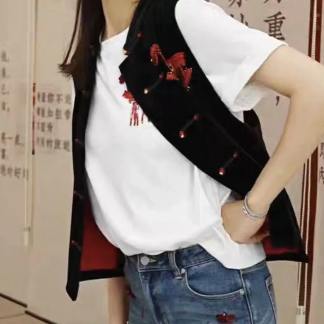 新中式重工提花丝绒百搭显瘦马甲