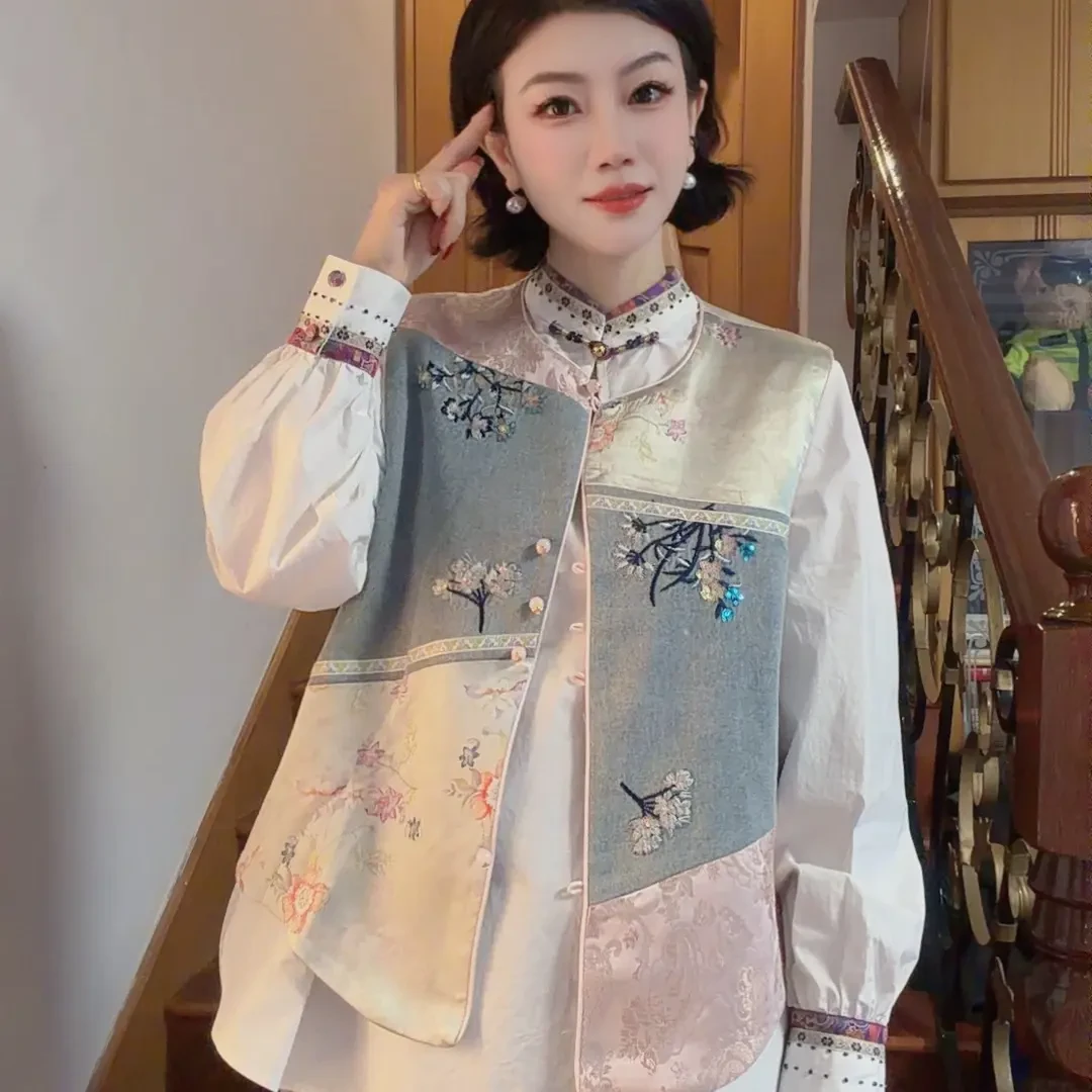 新中式重工刺绣春秋女式国风马甲