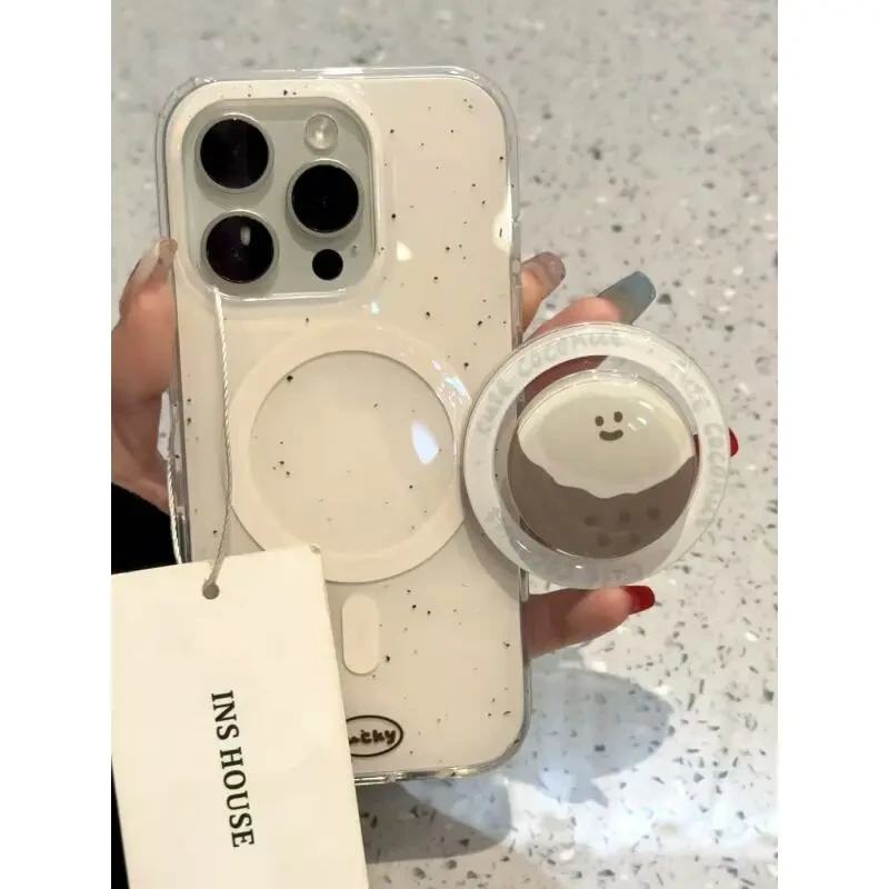 韩系简约白底泼墨椰子适用ihone16promax苹果15pro手机壳14磁吸17