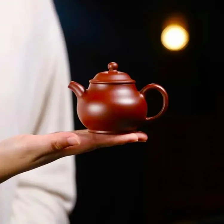 宜兴紫砂手功喝茶壶原矿朱泥小容量紫砂潘壶 170cc - （礼盒装）
