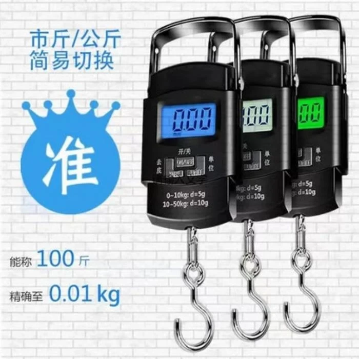 100斤手提电子秤弹簧家用小秤挂钩买菜小称便携式高精度小型秤