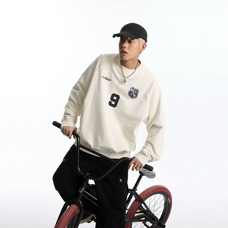 【CoosRetro】圆领贴布绣卫衣春季男女春季简约休闲潮牌上衣CS51L26