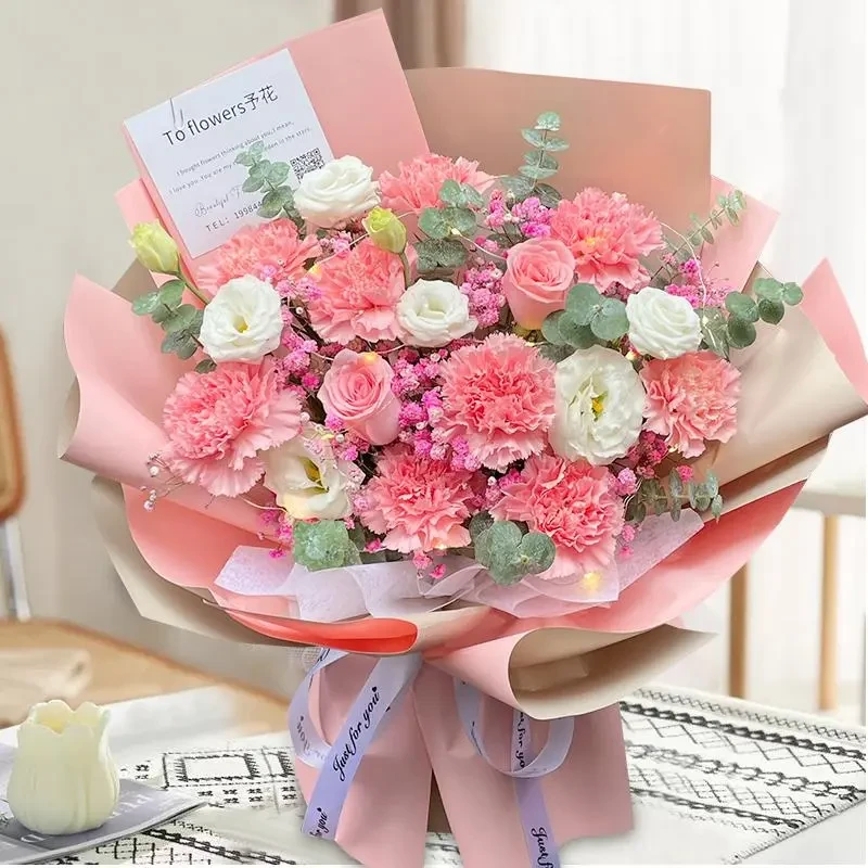 女士长辈康乃馨混搭百合生日妈妈长辈京津冀次日达花束同城鲜花