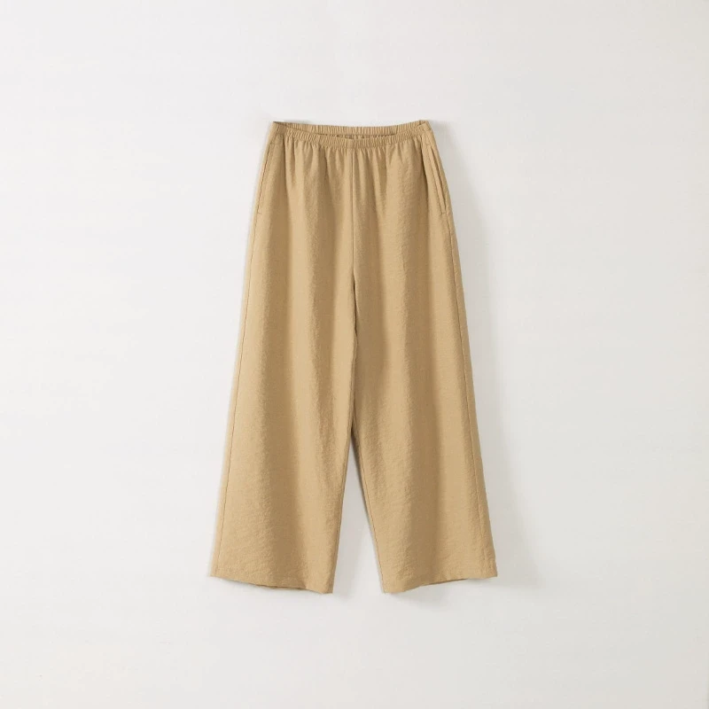 M-82327 夏季薄款松紧腰围桑蚕丝直筒休闲裤